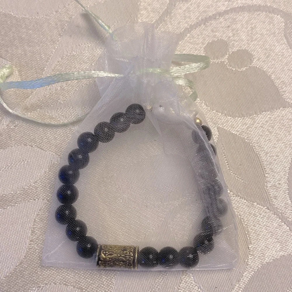 🌹Ceramic fish faux black pearls stackable 8mm bead bracelet  stretchy - Picture 7 of 8